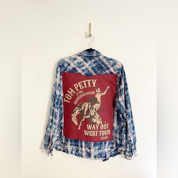 Up cycled flannel long sleeve shirts with your favorite bands! One of a kind! - Picture 6 of 11
